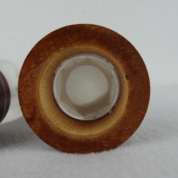 Vintage Clear Acrylic & Wood Pepper Mill And Salt Shaker Set 10" - Picture 7 of 7